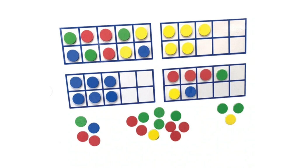 A set of ten-frame grids, for maths education.